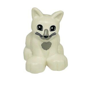 White Farmers Barn Cat Figurine Toy Vintage Lego Duplo